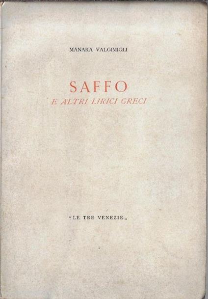 Saffo e altri lirici greci - Manara Valgimigli - copertina