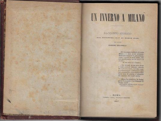 Un inverno a Milano : racconto storico (dal dicembre 1847 al marzo 1848) - Raniero Gigliarelli - copertina