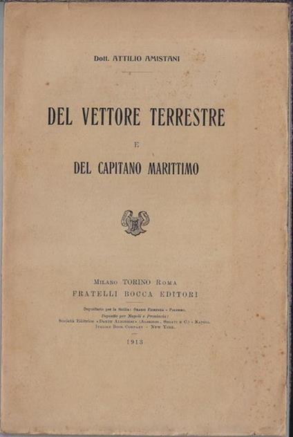 Del vettore terrestre e del capitano marittimo - copertina