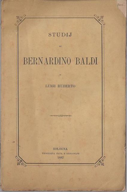 Studij su Bernardino Baldi - Luigi Ruberto - copertina