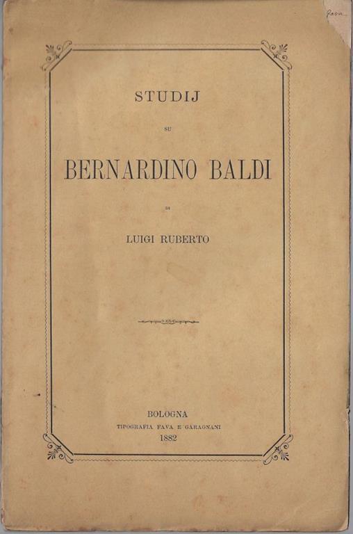 Studij su Bernardino Baldi - Luigi Ruberto - copertina