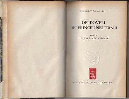 Dei doveri dei principi neutrali - Ferdinando Galiani - copertina