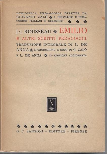 Emilio e altri scritti pedagogici - Jean-Jacques Rousseau - copertina