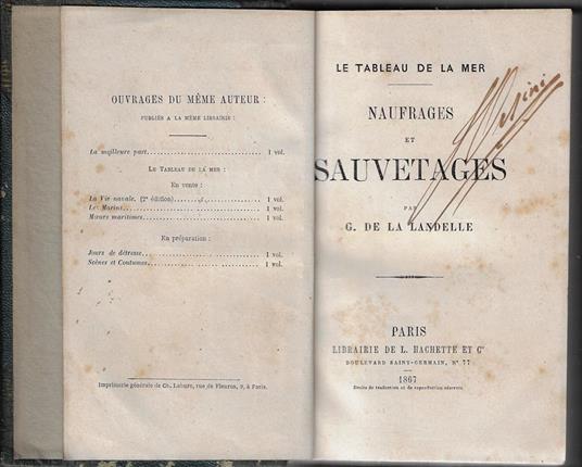 Le tableau de la mer : naufrages et sauvetages - copertina