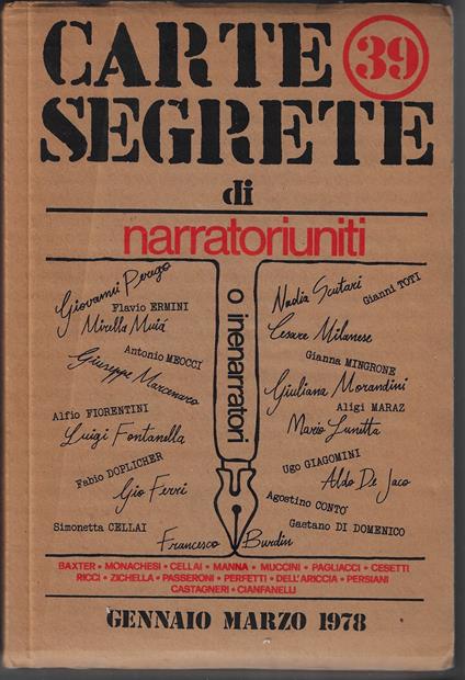 Carte segrete n. 39 - gennaio marzo 1978 - copertina