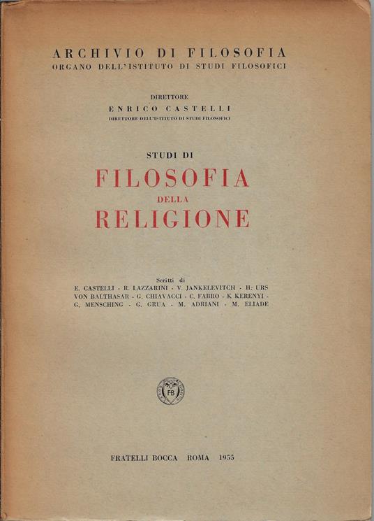 Studi di filosofia della religione - Enrico Castelli - copertina