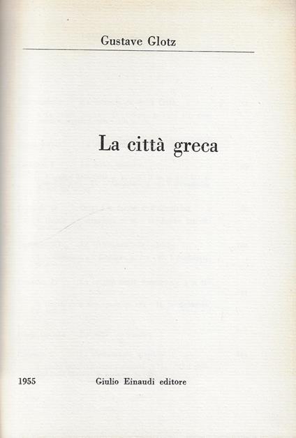 La Città greca - Gustave Glotz - copertina