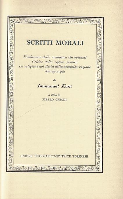 Scritti morali - Immanuel Kant - copertina