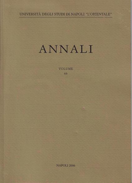 Annali v. 66 (2006) - copertina