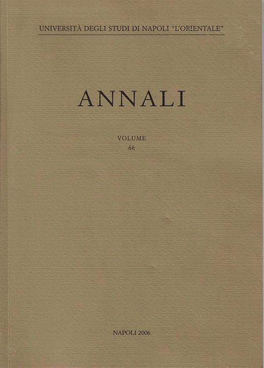 Annali v. 66 (2006) - copertina