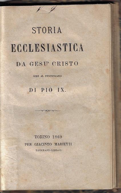 Storia ecclesiastica da Gesù Cristo sino al pontificato di Pio IX - copertina