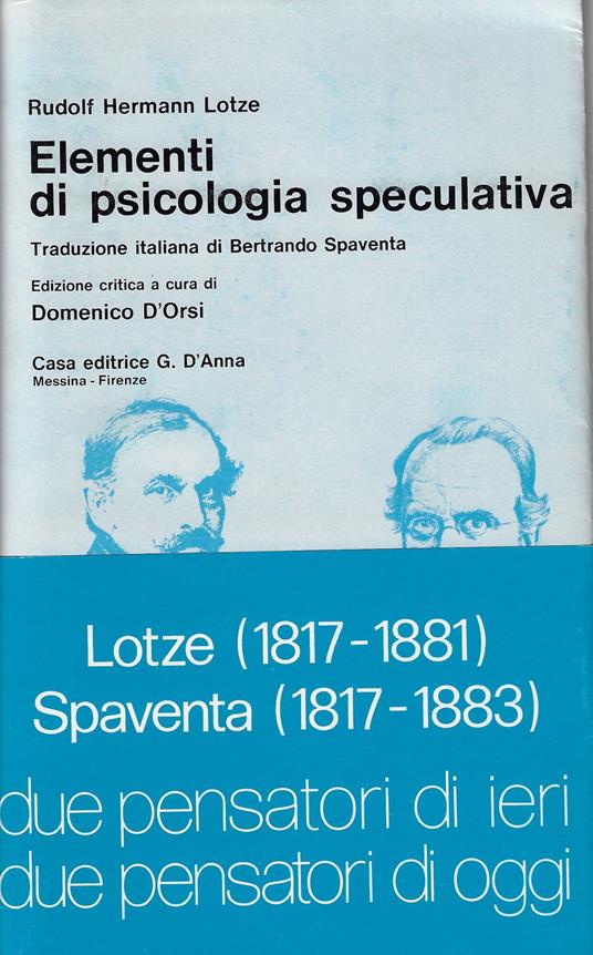 Elementi di psicologia speculativa - copertina