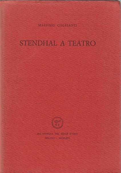 Stendhal a teatro - Massimo Colesanti - copertina