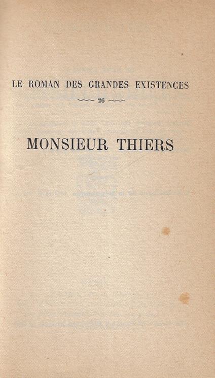 Monsieur Thiers - copertina