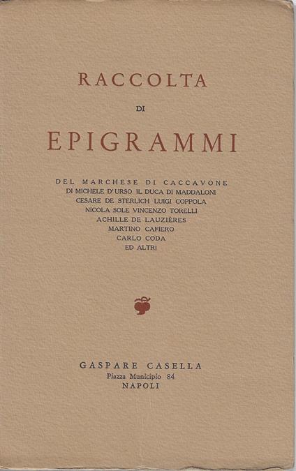 Raccolta di epigrammi - copertina