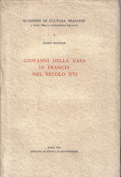 Giovanni della Casa in Francia nel secolo XVI - Mario Richter - copertina