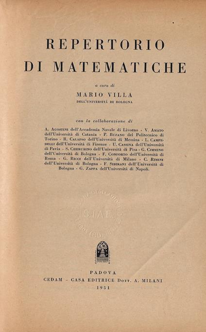Repertorio di matematiche - copertina