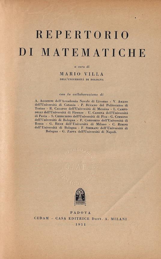 Repertorio di matematiche - copertina