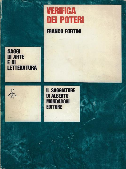Verifica dei poteri : scritti di critica e di istituzioni letterarie - Franco Fortini - copertina