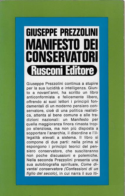 Manifesto dei conservatori - Giuseppe Prezzolini - copertina