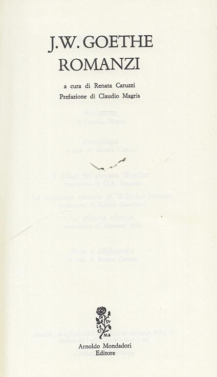 Romanzi (edicola) - Johann Wolfgang Goethe - copertina