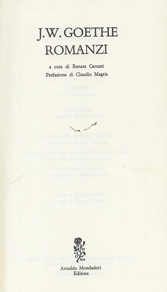 Romanzi (edicola) - Johann Wolfgang Goethe - copertina