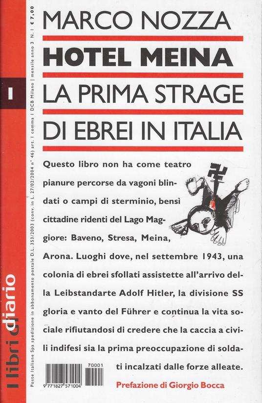 Hotel Meina: la prima strage di ebrei in Italia - Marco Nozza - copertina