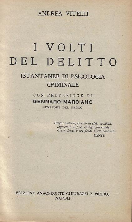 I volti del delitto : istantanee di psicologia criminale - Andrea Vitelli - copertina