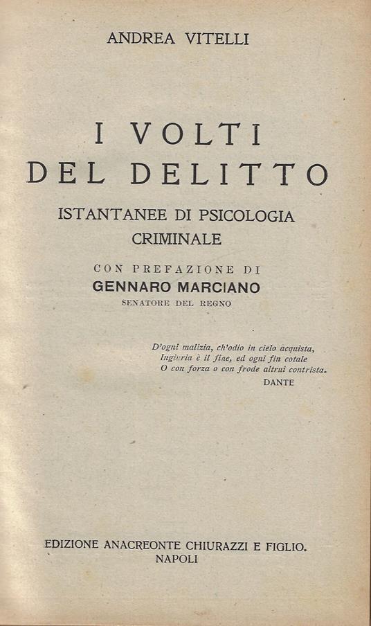 I volti del delitto : istantanee di psicologia criminale - Andrea Vitelli - copertina