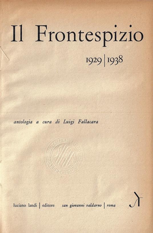 Il Frontespizio 1929//1938 - copertina