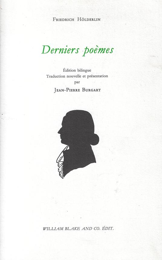 Derniers poèmes - Friedrich Hölderlin - copertina