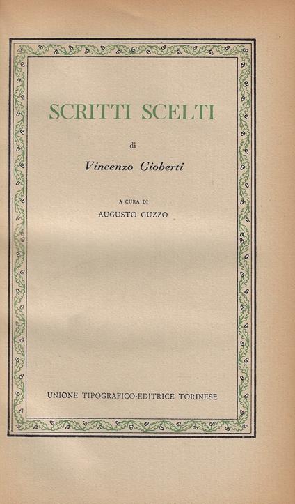 Scritti scelti di Vincenzo Gioberti - Vincenzo Gioberti - copertina