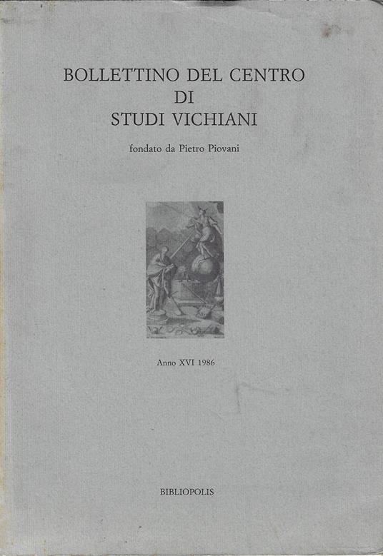 Bollettino del centro di studi vichiani, Anno XVI 1986 - copertina