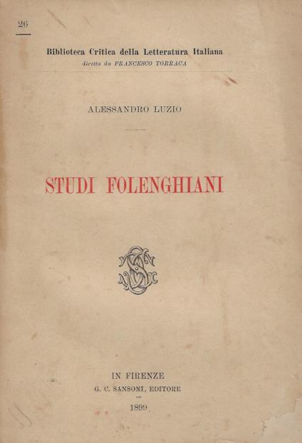 Studi folenghiani - Alessandro Luzio - copertina