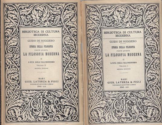 La filosofia moderna, 2: L'età dell' illuminismo, primo e secondo volume - Guido De Ruggiero - copertina