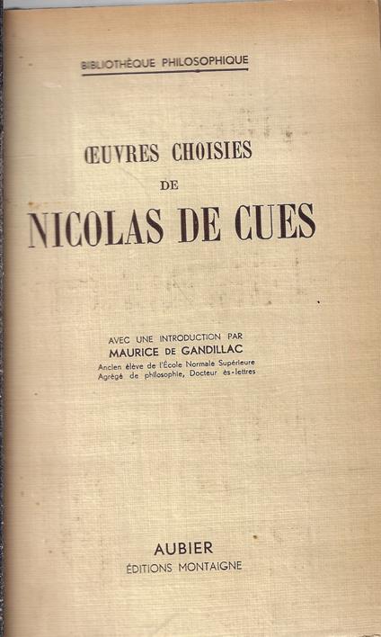 Oeuvres choisies de Nicolas de Clues - copertina