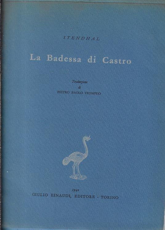 La badessa di Castro - Stendhal - copertina