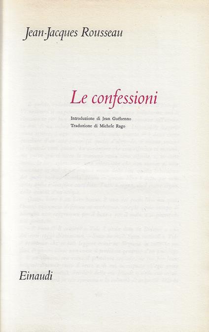 Le confessioni - Jean-Jacques Rousseau - copertina