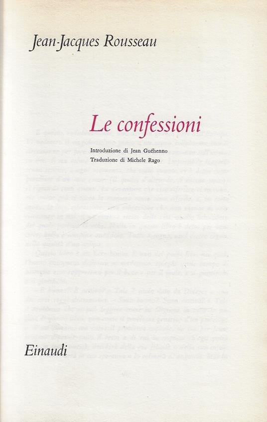 Le confessioni - Jean-Jacques Rousseau - copertina