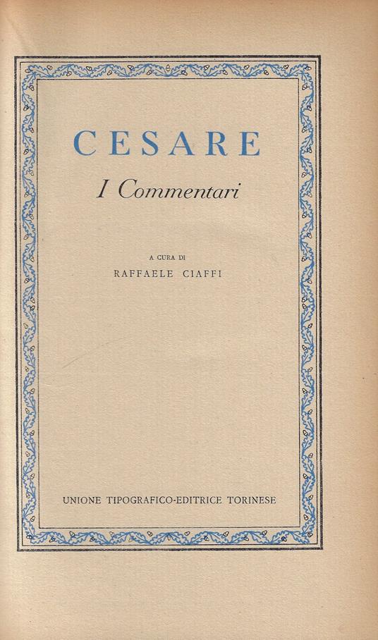 I commentari - G. Giulio Cesare - copertina