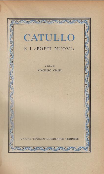 Catullo e i poeti nuovi - G. Valerio Catullo - copertina