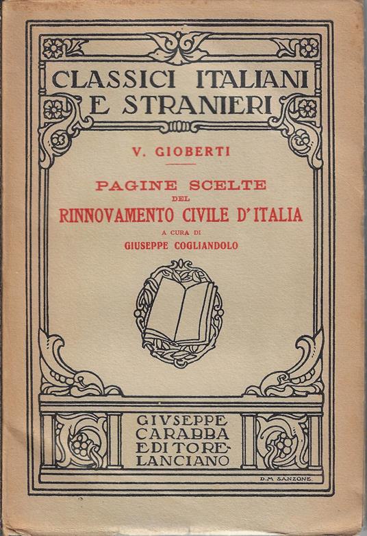 Pagine scelte del Rinnovamento civile d'Italia - Vincenzo Gioberti - copertina
