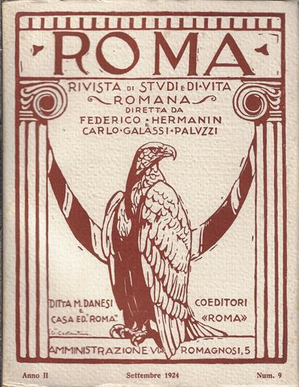 Roma, rivista di studi e di vita romana. Settembre 1924, Anno II, Num. 9 - Carlo Galassi Paluzzi - copertina