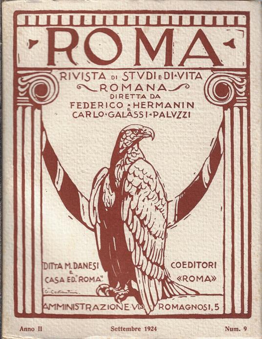 Roma, rivista di studi e di vita romana. Settembre 1924, Anno II, Num. 9 - Carlo Galassi Paluzzi - copertina