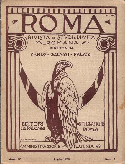 Roma rivista di studi e di vita romana, Luglio 1926, Anno IV Num. 7 - Carlo Galassi Paluzzi - copertina