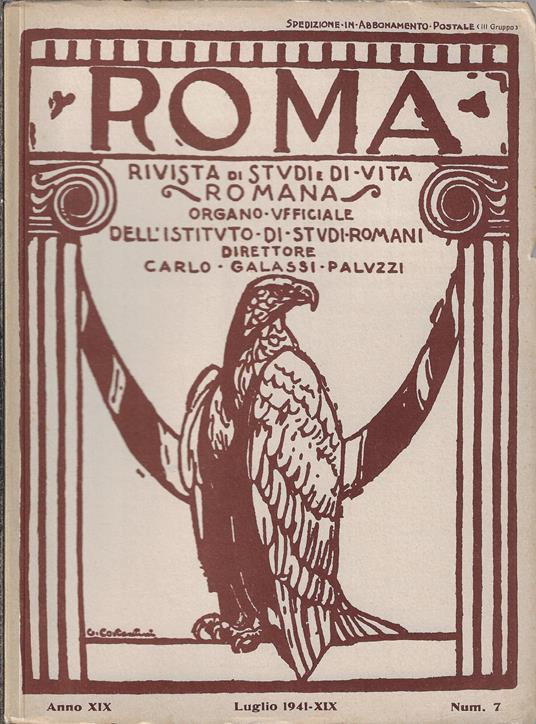Roma rivista di studi e di vita romana, Luglio 1941, Anno XIX, Num. 7 - copertina