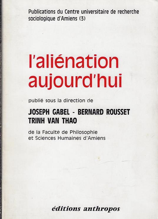 L' aliénation aujourd'hui - copertina