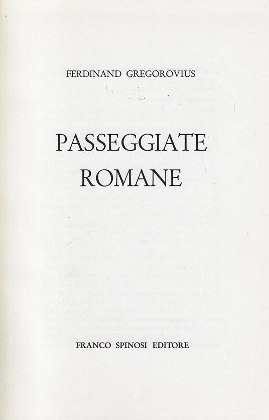 Passeggiate romane - Ferdinand Gregorovius - copertina