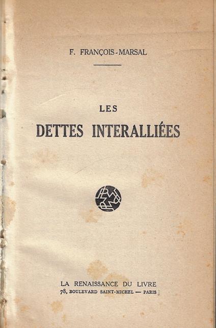 Les dettes interalliées - copertina