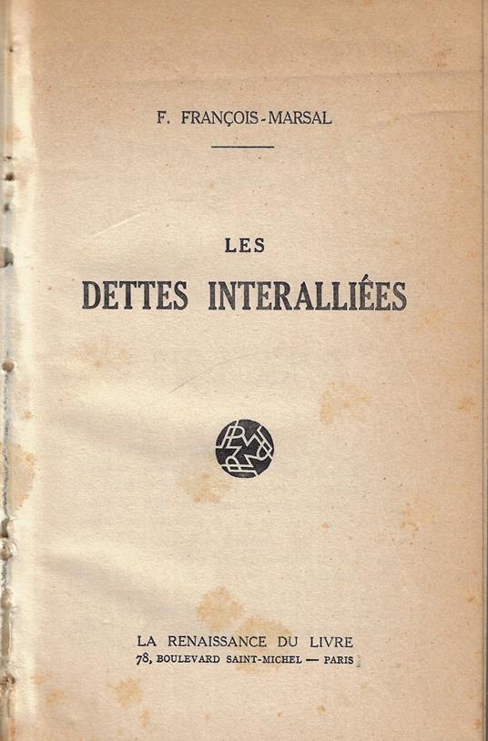 Les dettes interalliées - copertina